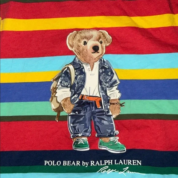 Ralph Lauren Kids Colorful Striped Bear Tee - Picture 3 of 5